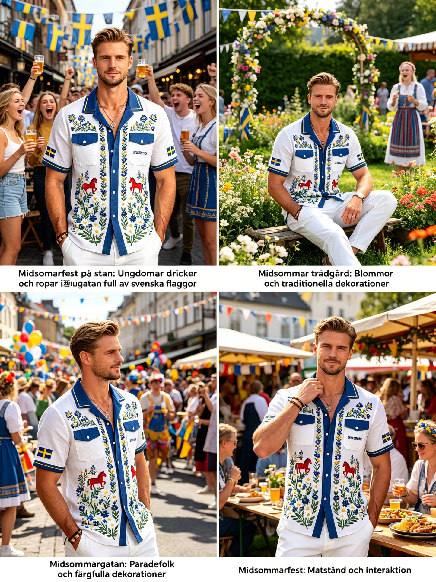 Men's Midsummer Floral Print Cotton-Linen Shirt