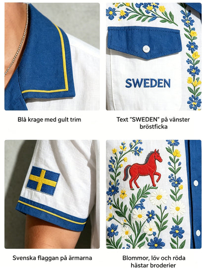 Men's Midsummer Floral Print Cotton-Linen Shirt