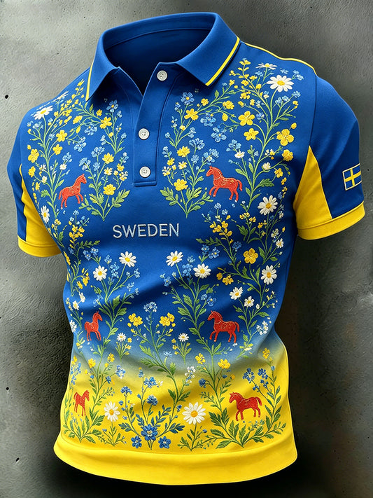 Men's Midsummer Floral Print Polo Shirt
