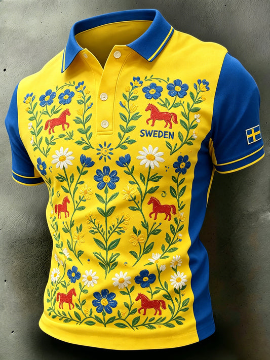 Men's Midsummer Floral Print Polo Shirt