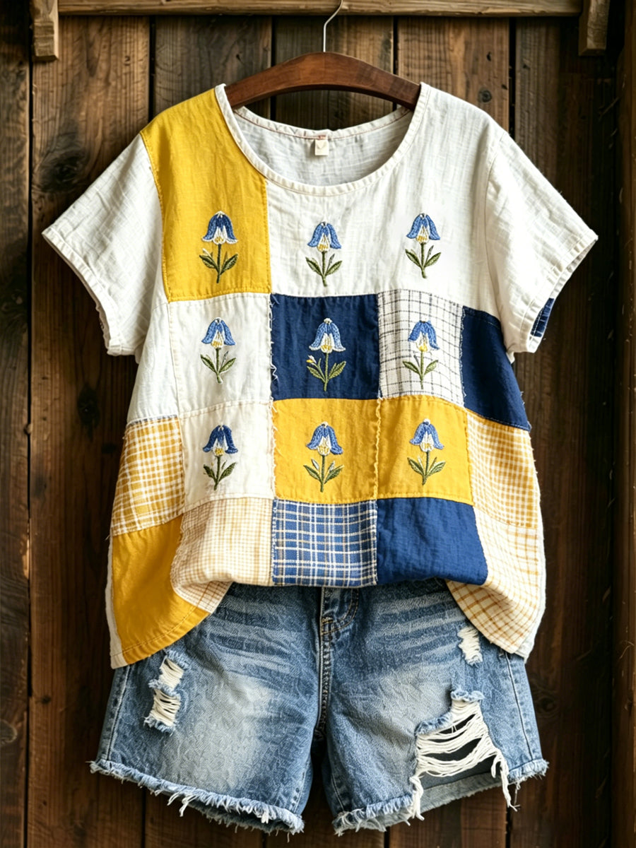 Women's Swedish Plants And Flowers Print Casual T-Shirt