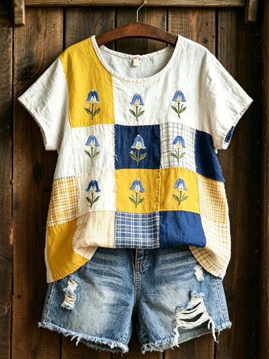 Women's Swedish Plants And Flowers Print Casual T-Shirt