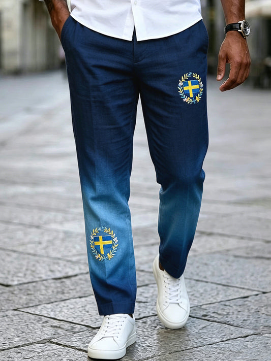 Men's Vintage Swedish Midsummer Gradient Cotton-Linen Casual Pants