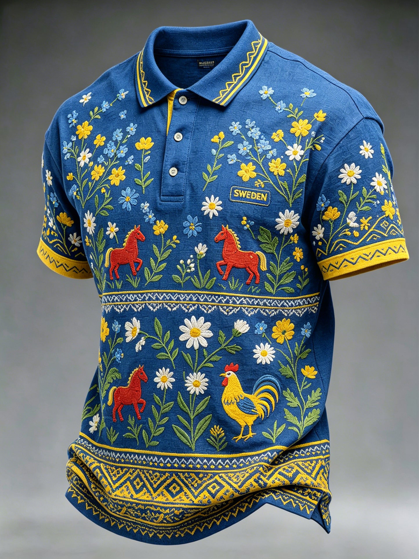 Men's Midsummer Festival Floral Gradient Color Casual Polo Shirt