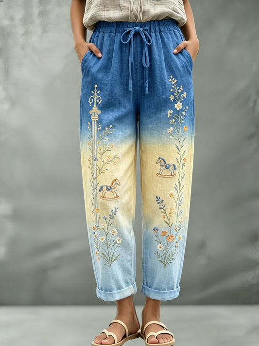 Women's Swedish Midsummer Festival Art-Print Trousers