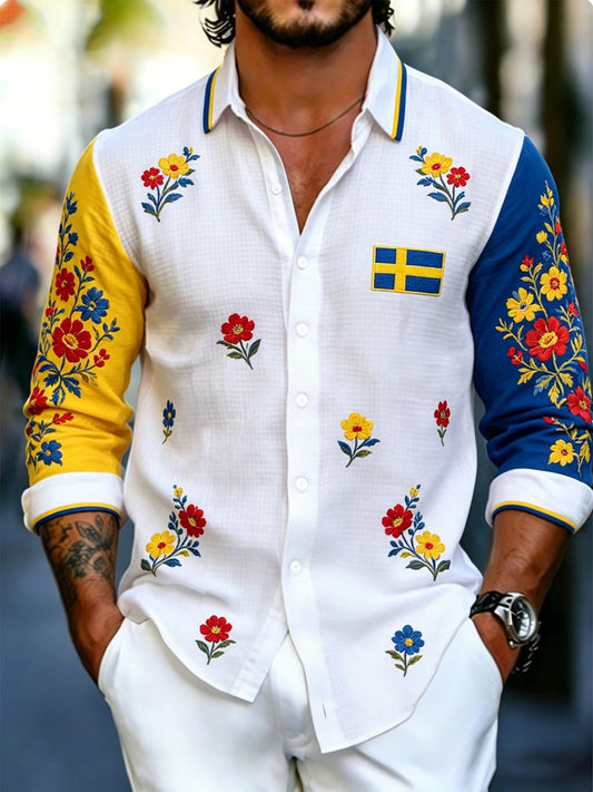 Men's Swedish Midsummer Festival Art Print Long-Sleeve Shirt