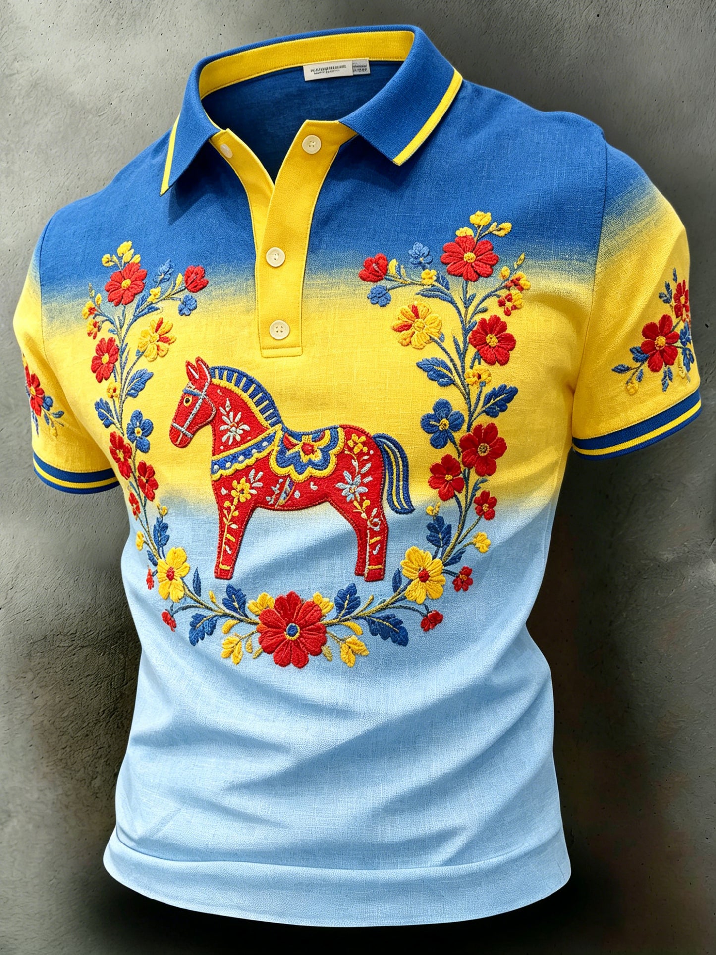 Men's Swedish Midsummer Festival Art-Print Polo Shirt