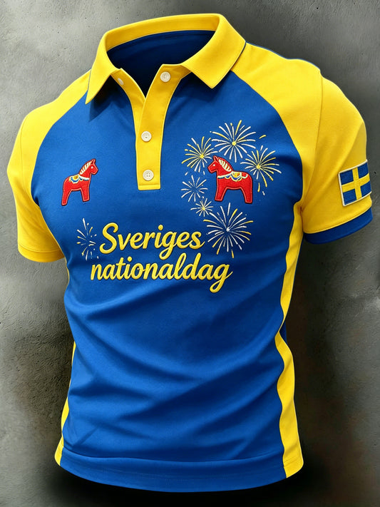 Men's Swedish Midsummer Festival Art-Print Polo Shirt
