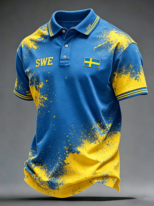 Men's Swedish Midsummer Festival Art-Print Polo Shirt