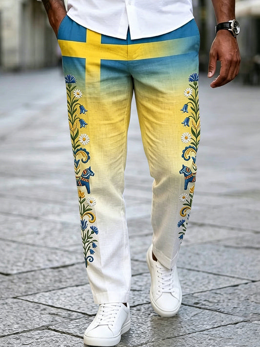 Men's Retro Swedish Midsummer Gradient Casual Pants