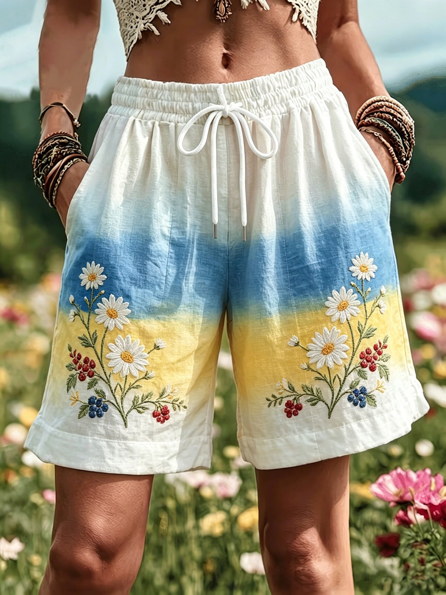 Women's Swedish Midsummer Festival Commemorative Art-Print Shorts