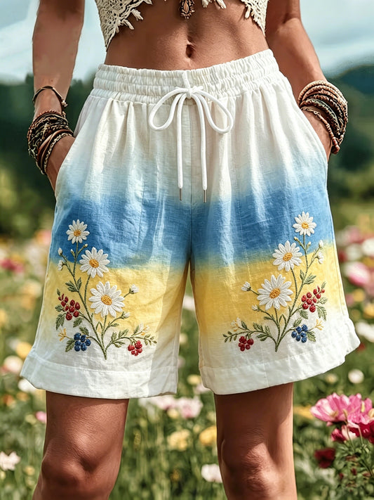 Women's Swedish Midsummer Festival Commemorative Art-Print Shorts