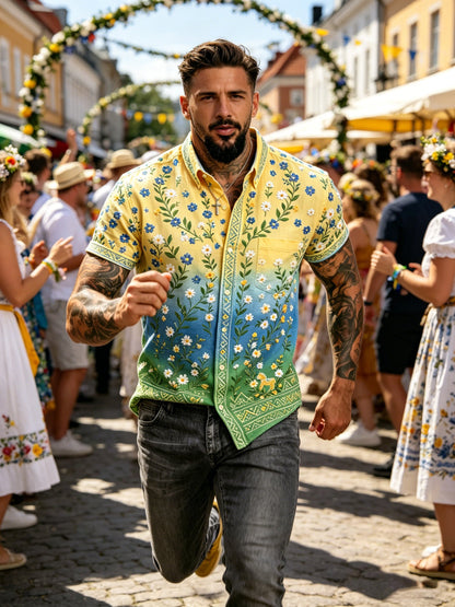 Men's Midsummer Festival Commemorative Art Print Short-Sleeve Shirt