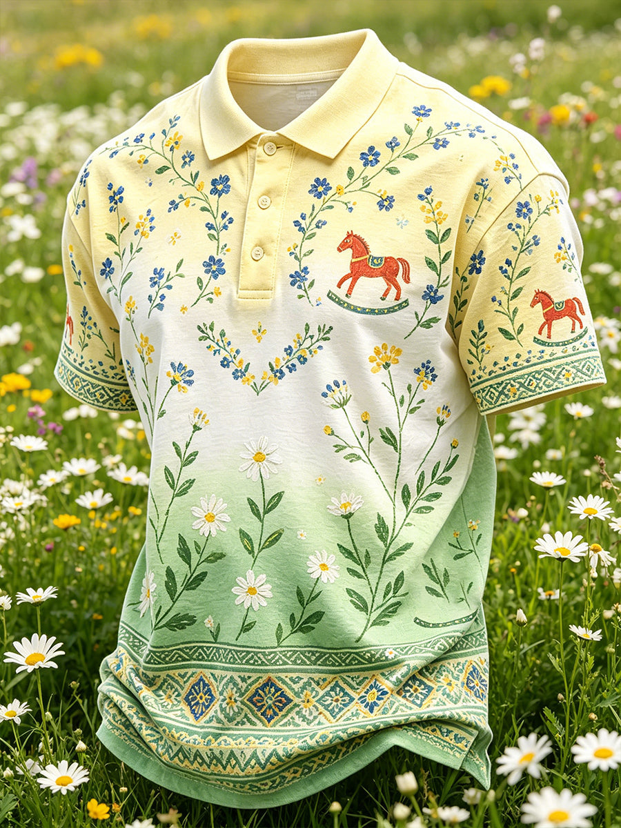 Men's Midsummer Floral Print Polo Shirt