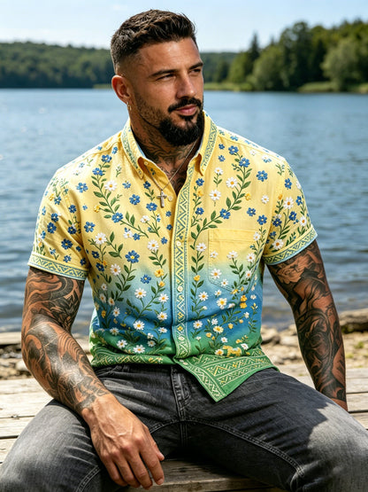 Men's Midsummer Festival Commemorative Art Print Short-Sleeve Shirt