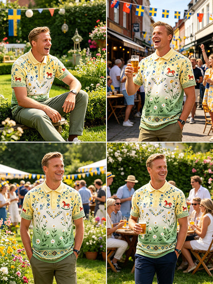 Men's Midsummer Floral Print Polo Shirt