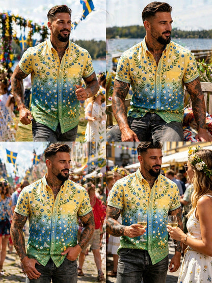 Men's Midsummer Festival Commemorative Art Print Short-Sleeve Shirt