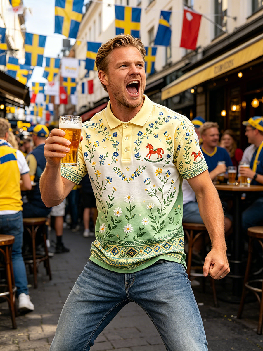 Men's Midsummer Floral Print Polo Shirt