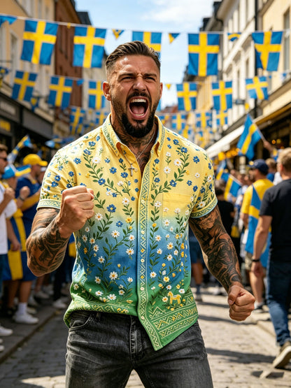 Men's Midsummer Festival Commemorative Art Print Short-Sleeve Shirt