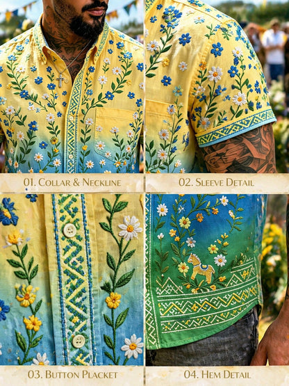 Men's Midsummer Festival Commemorative Art Print Short-Sleeve Shirt