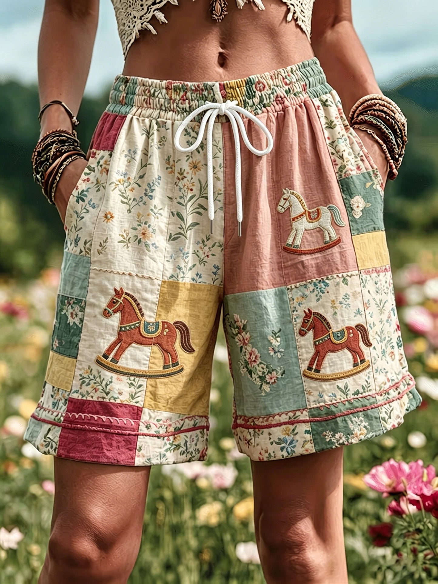 Women's Swedish Midsummer Festival Commemorative Art-Print Shorts