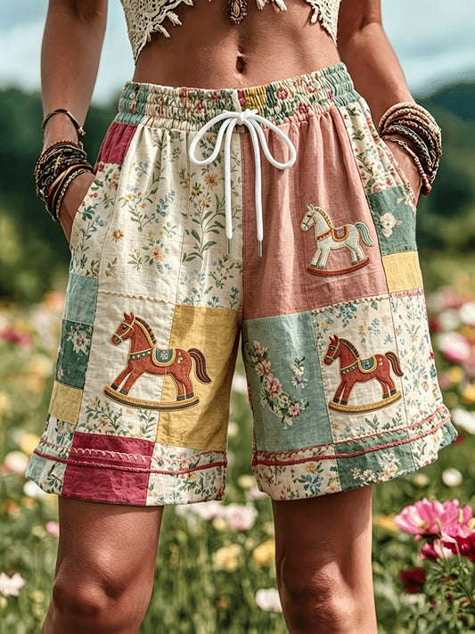 Women's Swedish Midsummer Festival Commemorative Art-Print Shorts