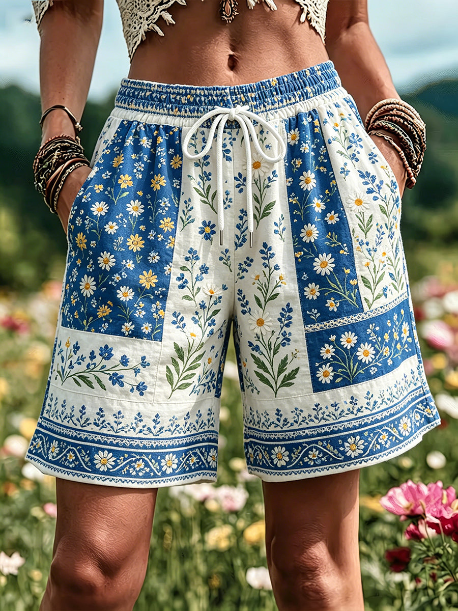 Women's Swedish Midsummer Festival Commemorative Art-Print Shorts