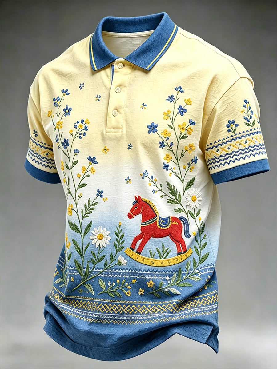 Men's Midsummer Floral Print Polo Shirt