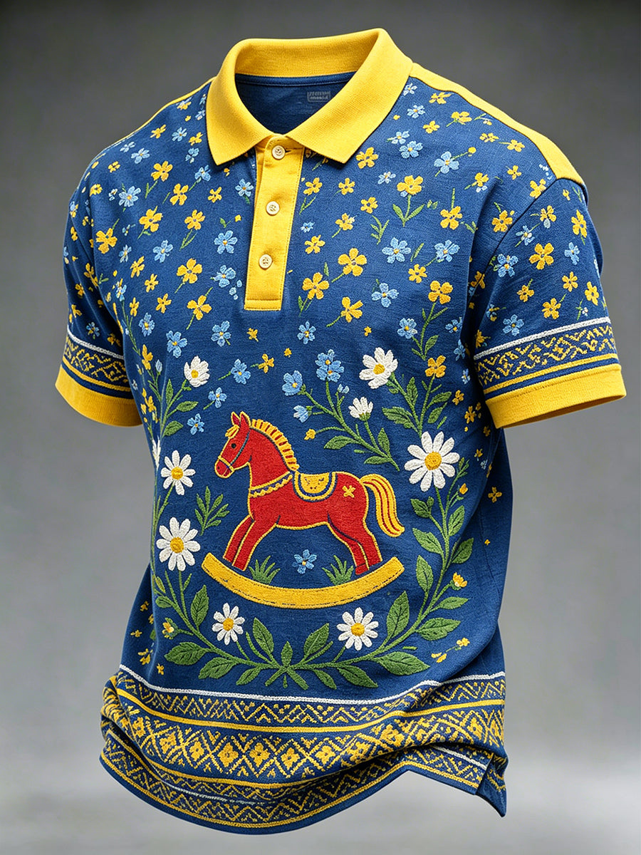 Men's Midsummer Floral Print Polo Shirt