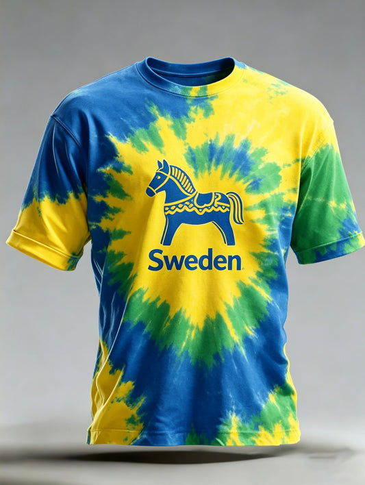 Men's Midsummer Festival Commemorative T-Shirt With Swedish Shorts Art Print