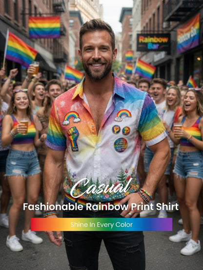 Men's Pride Month Rainbow Commemorative Art Shirt