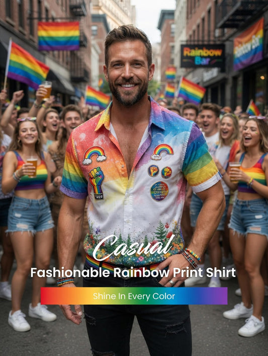 Men's Pride Month Rainbow Commemorative Art Shirt