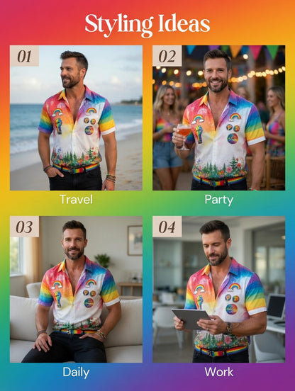 Men's Pride Month Rainbow Commemorative Art Shirt