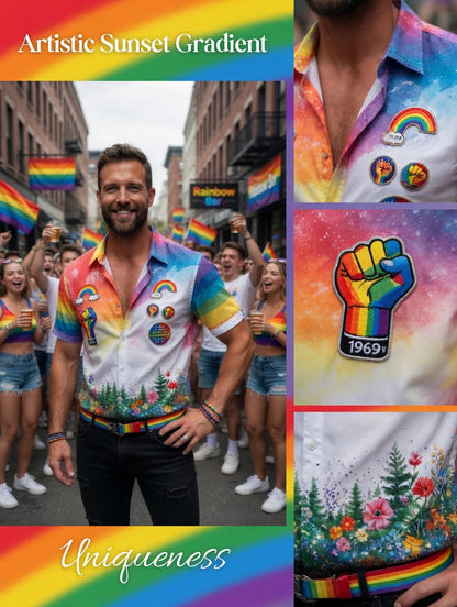 Men's Pride Month Rainbow Commemorative Art Shirt