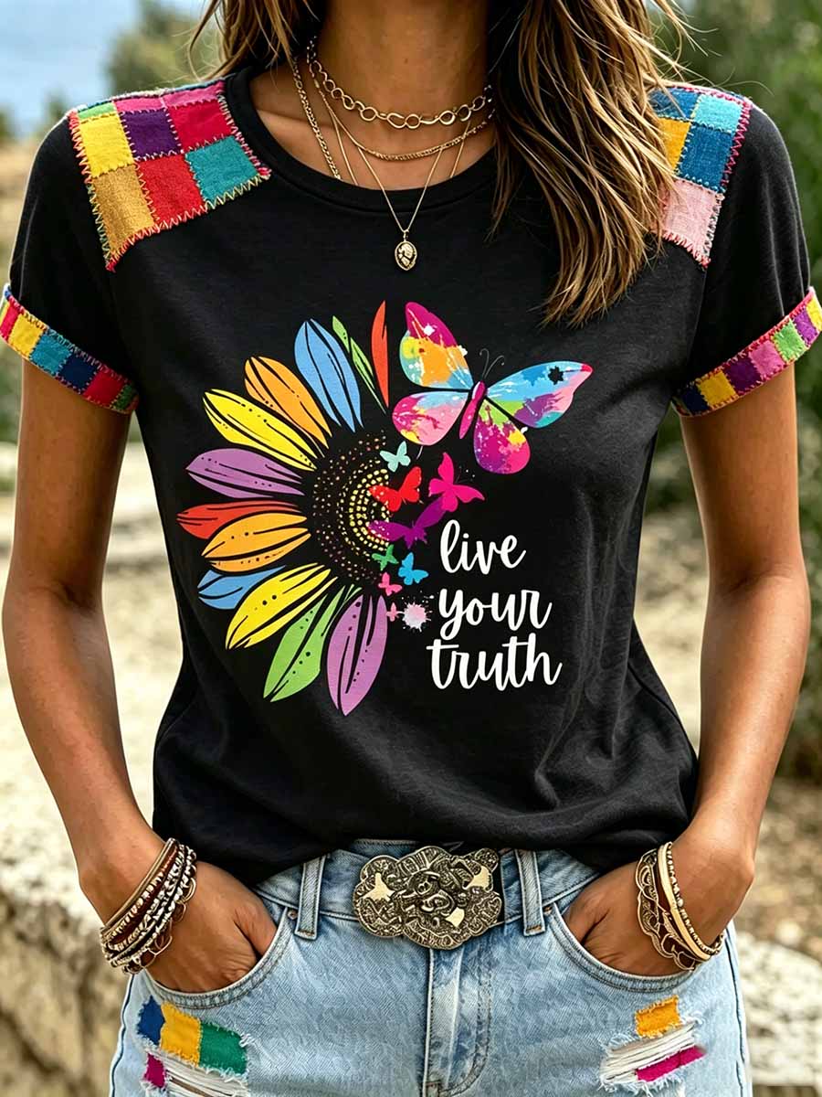 Women's Rainbow Art Print Casual T-Shirt