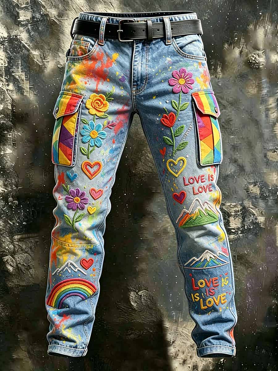 Men's Rainbow Art Print Casual Pants