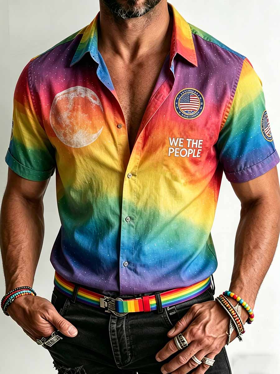 Men's Pride Month Rainbow Commemorative Art Shirt