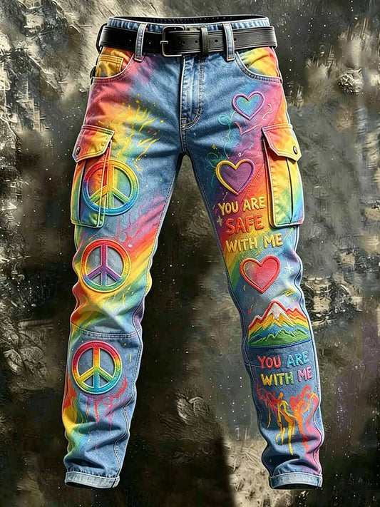 Men's Rainbow Art Print Casual Pants