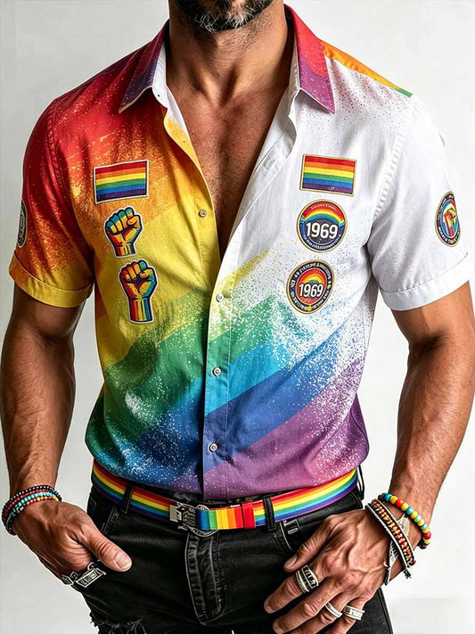 Men's Pride Month Rainbow Commemorative Art Shirt