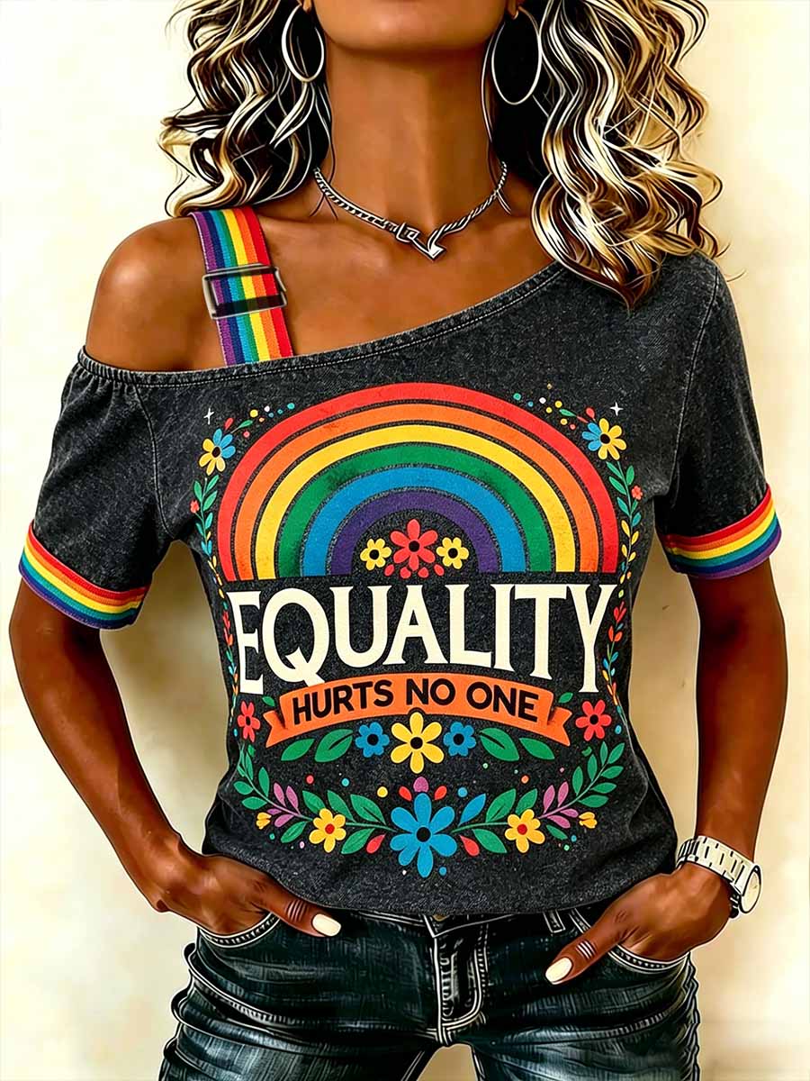 Women's Rainbow Art Print Casual T-Shirt