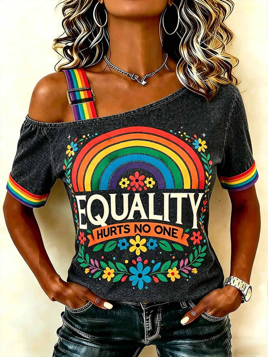 Women's Rainbow Art Print Casual T-Shirt
