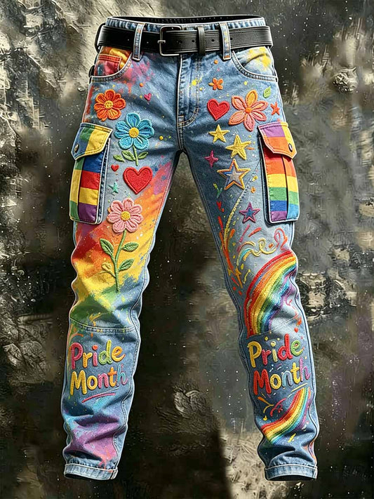 Men's Rainbow Art Print Casual Pants