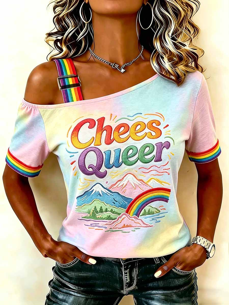 Women's Rainbow Art Print Casual T-Shirt