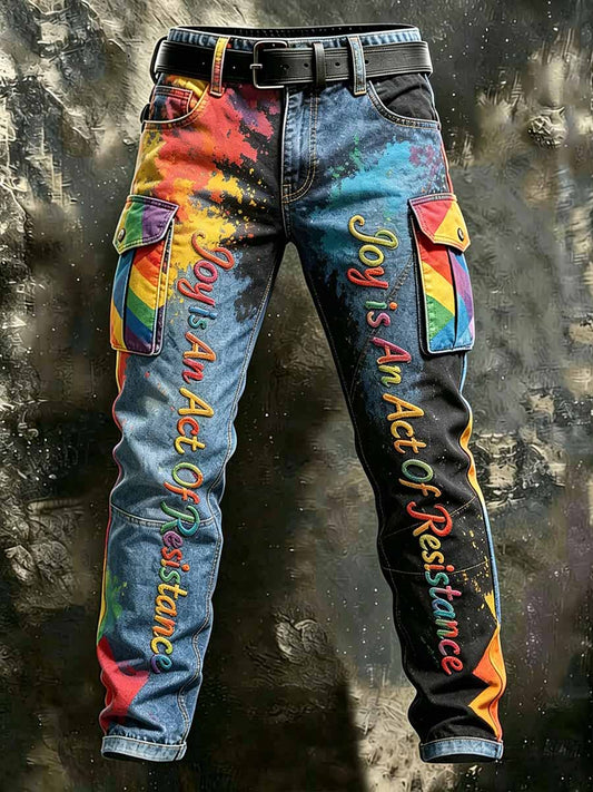 Men's Rainbow Art Print Casual Pants