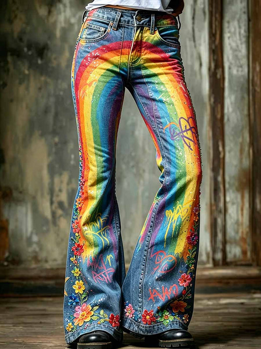 Women's Rainbow Art Print Casual Pants