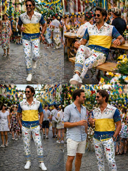 Men's Swedish Midsummer Festival Commemorative Art Print Trousers