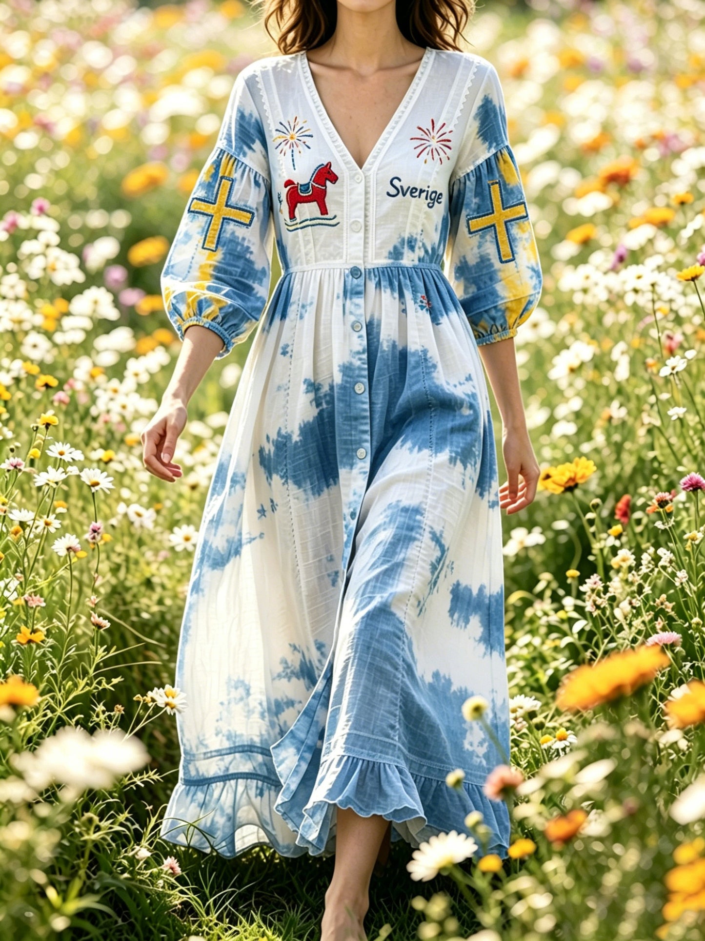 Women's Swedish National Day Commemorative Art Print Dress