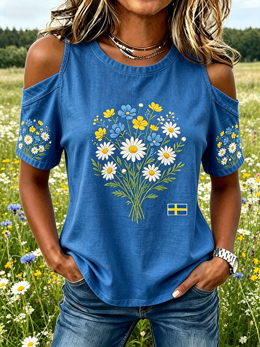 Women's Midsummer Floral Print Off-Shoulder Top