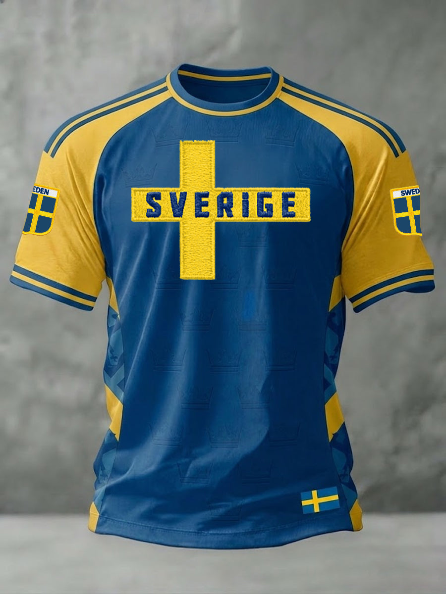 Men's Swedish Football Printed Casual short sleeves t-shirt