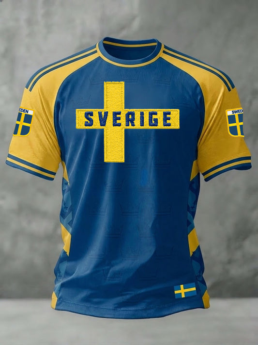 Men's Swedish Football Printed Casual short sleeves t-shirt